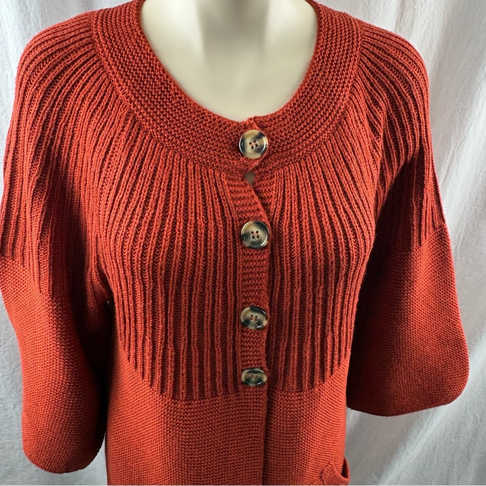 Tiny for Anthropologie Burnt Orange Sweater Coat Size S - Picture 6 of 9